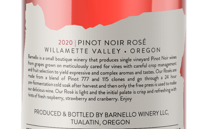 2020 rose bottle | Barnello Winery